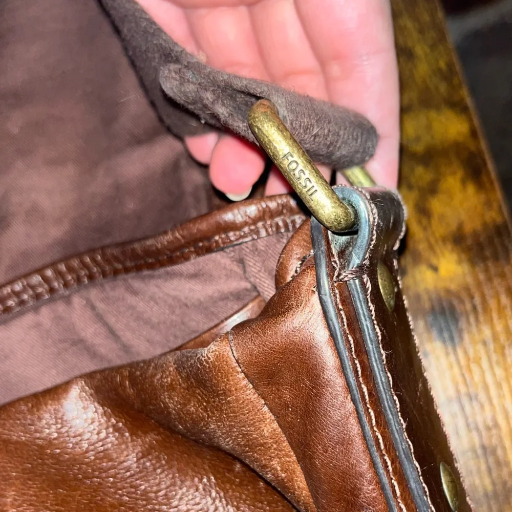 Fossil Dark Brown Leather laptop Messenger Bag